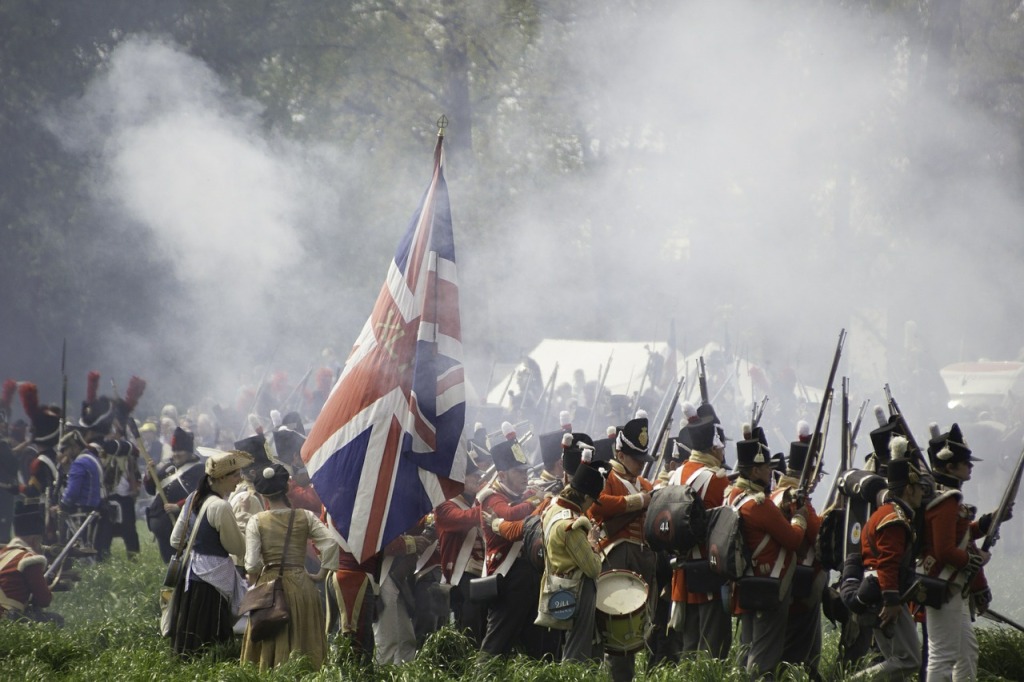 re-enactment of British Soldiers during the Waterloo