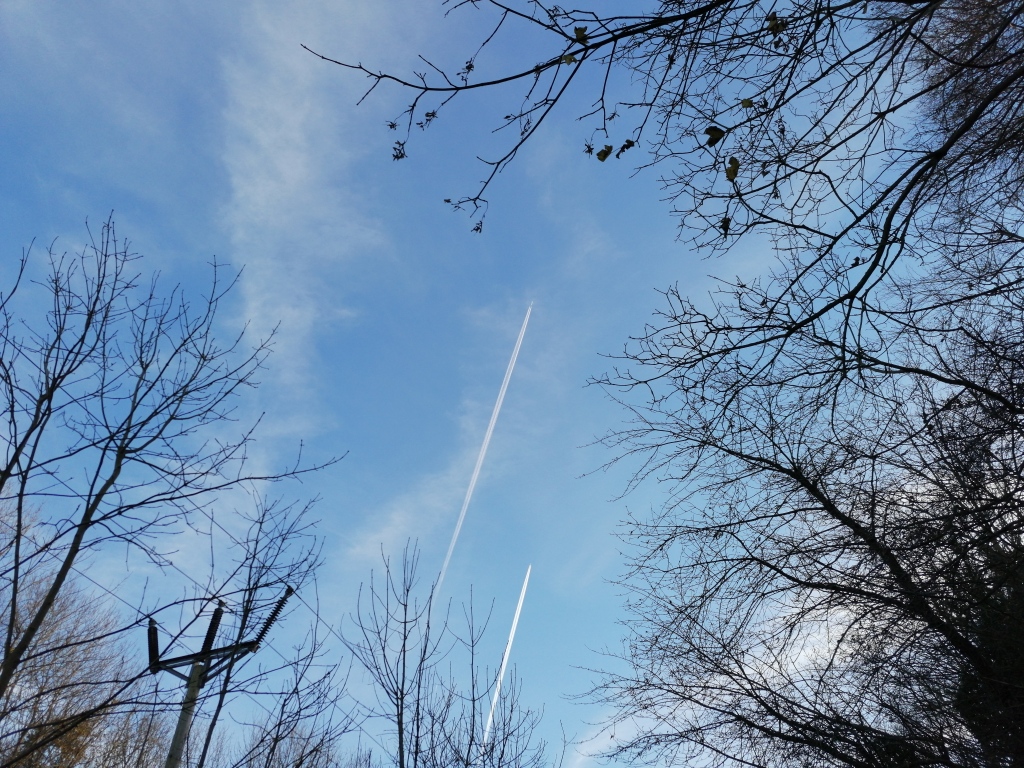 aircraft trails in the sky